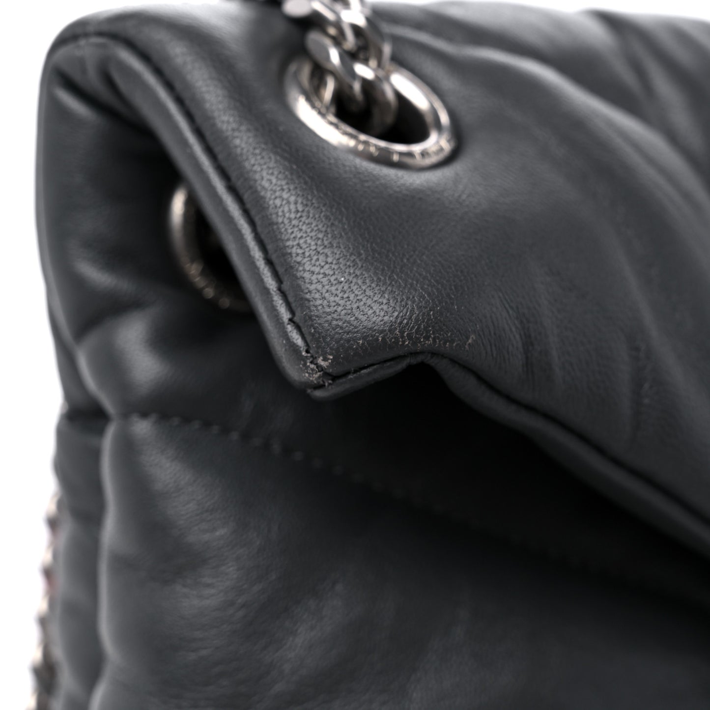 Lambskin Quilted Small Loulou Puffer Monogram Chain Satchel Storm
