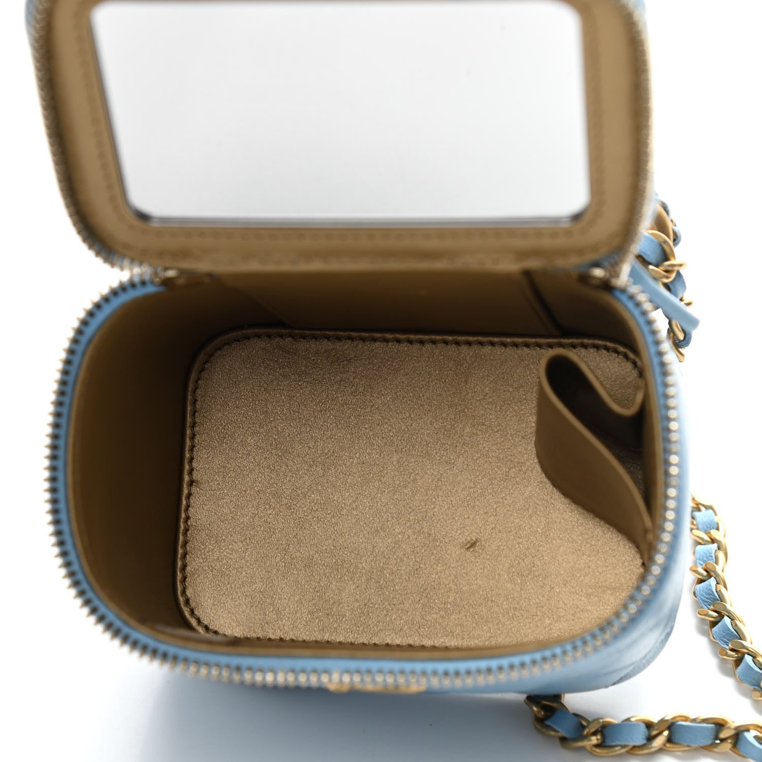 Chanel Lambskin Quilted Pearl Crush Mini Vanity Case With Chain Light Blue 5 of 12