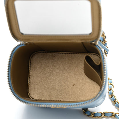 Chanel Lambskin Quilted Pearl Crush Mini Vanity Case With Chain Light Blue 5 of 12