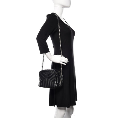 Saint Laurent Calfskin Y Quilted Monogram Small Loulou Bowling Bag Black 2 of 9