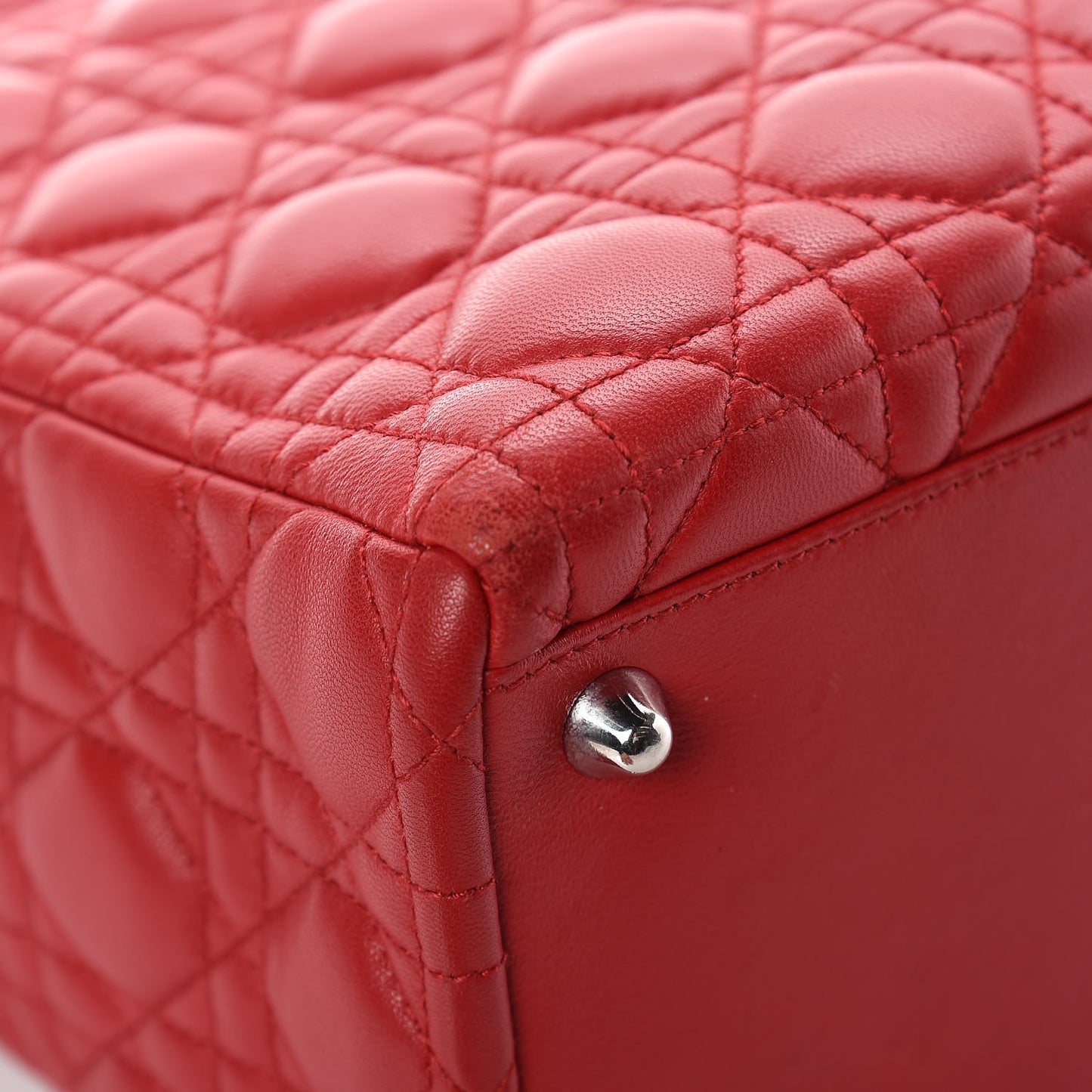 Lambskin Cannage Large Lady Dior Red