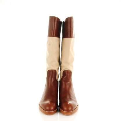 Louis Vuitton Canvas Calfskin Embossed Monogram Flat Seine Boots 41 2 of 8