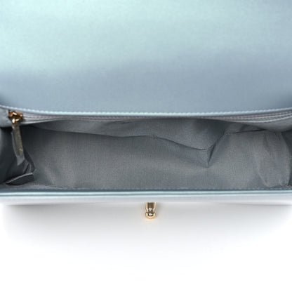 Chanel Iridescent Glazed Calfskin Quilted New Medium Boy Flap Light Blue 5 of 13