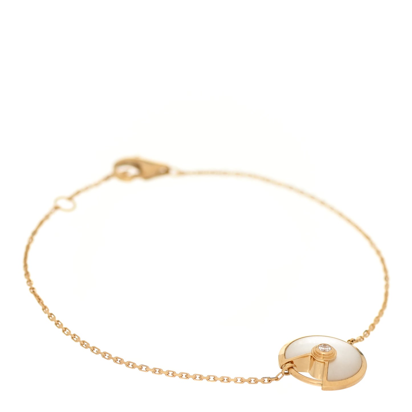 18K Yellow Gold Diamond Mother of Pearl Amulette de Cartier Bracelet