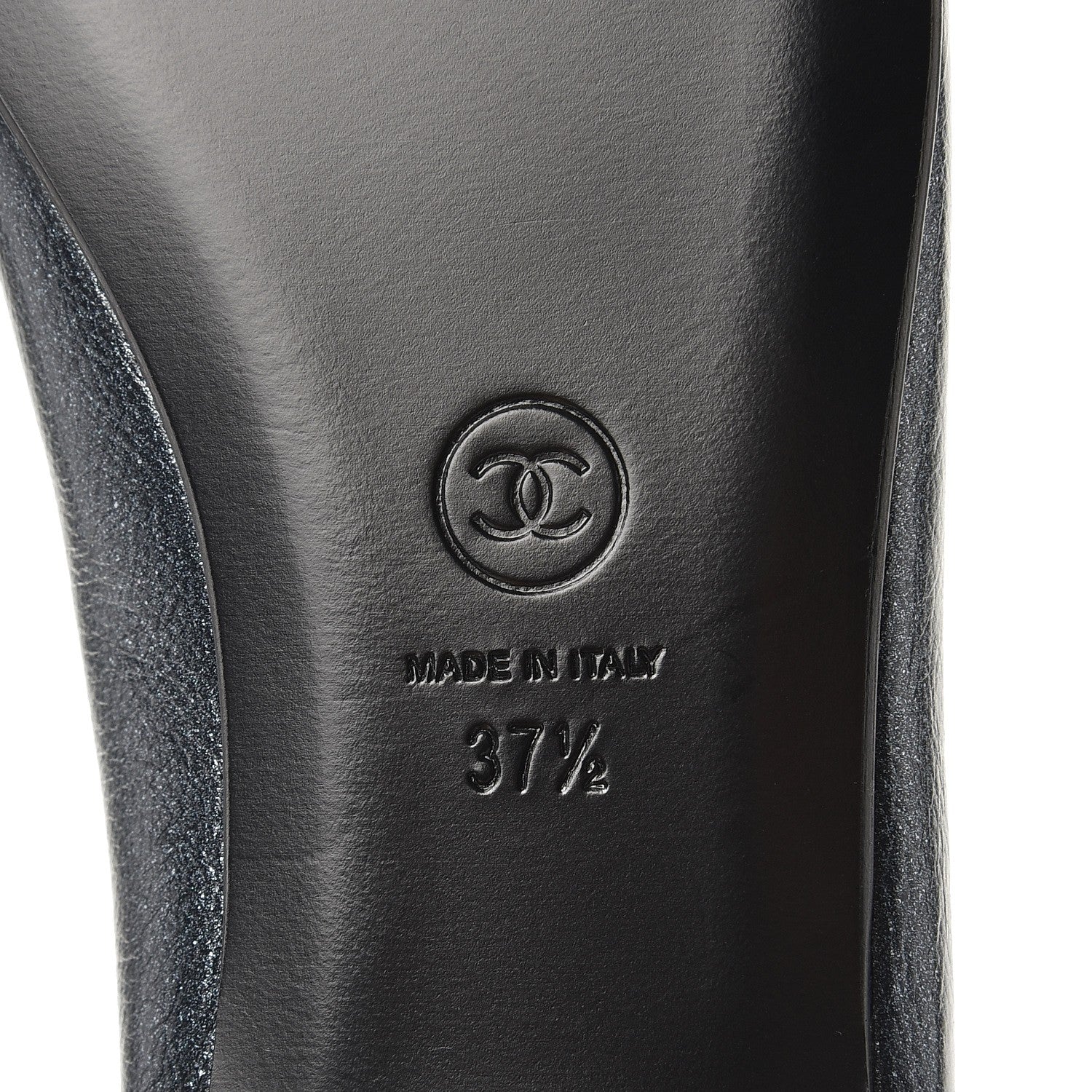 Chanel Metallic Calfskin Cap Toe Ballerina Flats 37.5 Silver 8 of 10