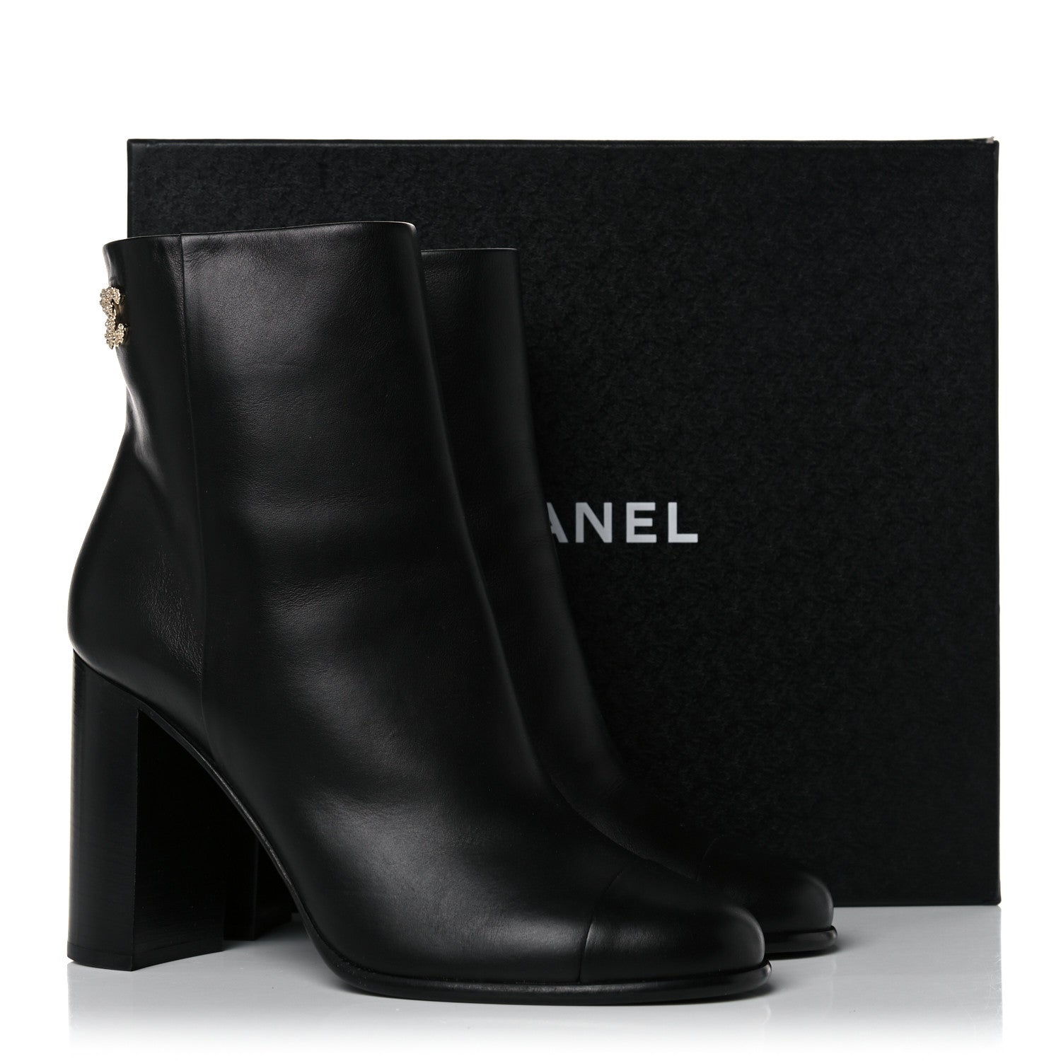 Chanel Calfskin CC Ankle Boots 41 Black 15 of 15