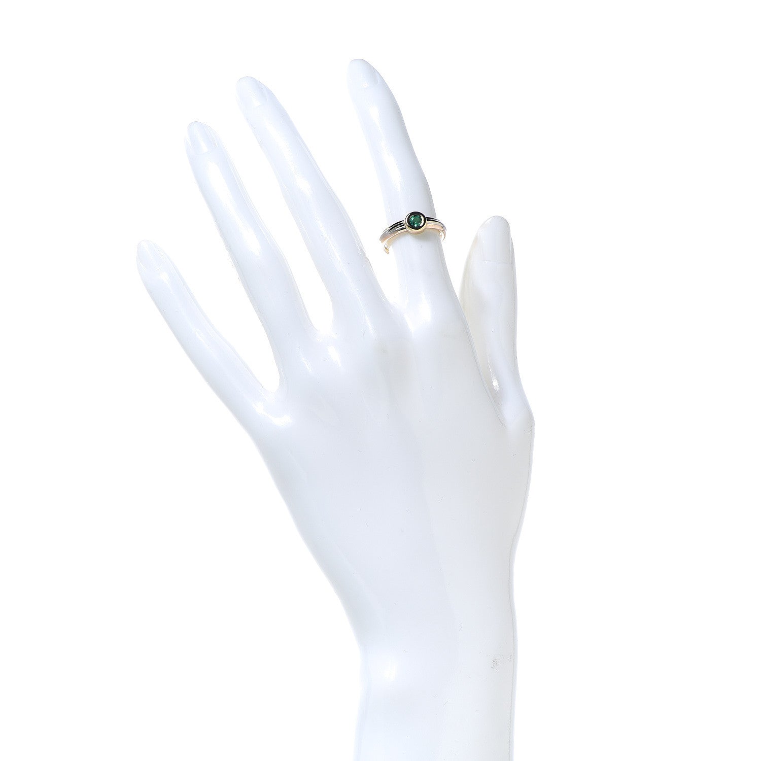 Cartier 18K Pink Yellow White Gold Emerald Ring 48 4.5 2 of 9