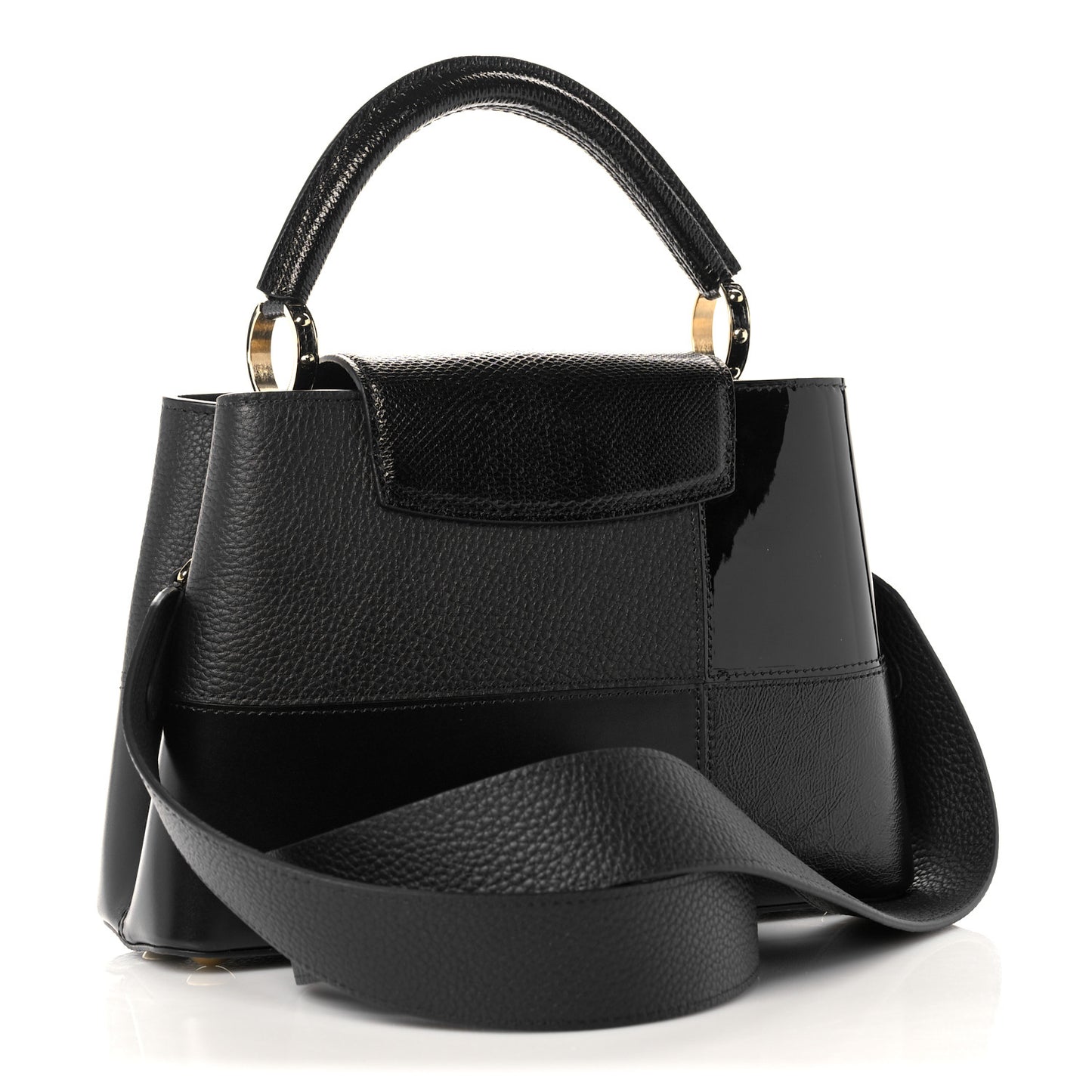 Taurillon Calfskin Karung Patchwork Capucines BB Black