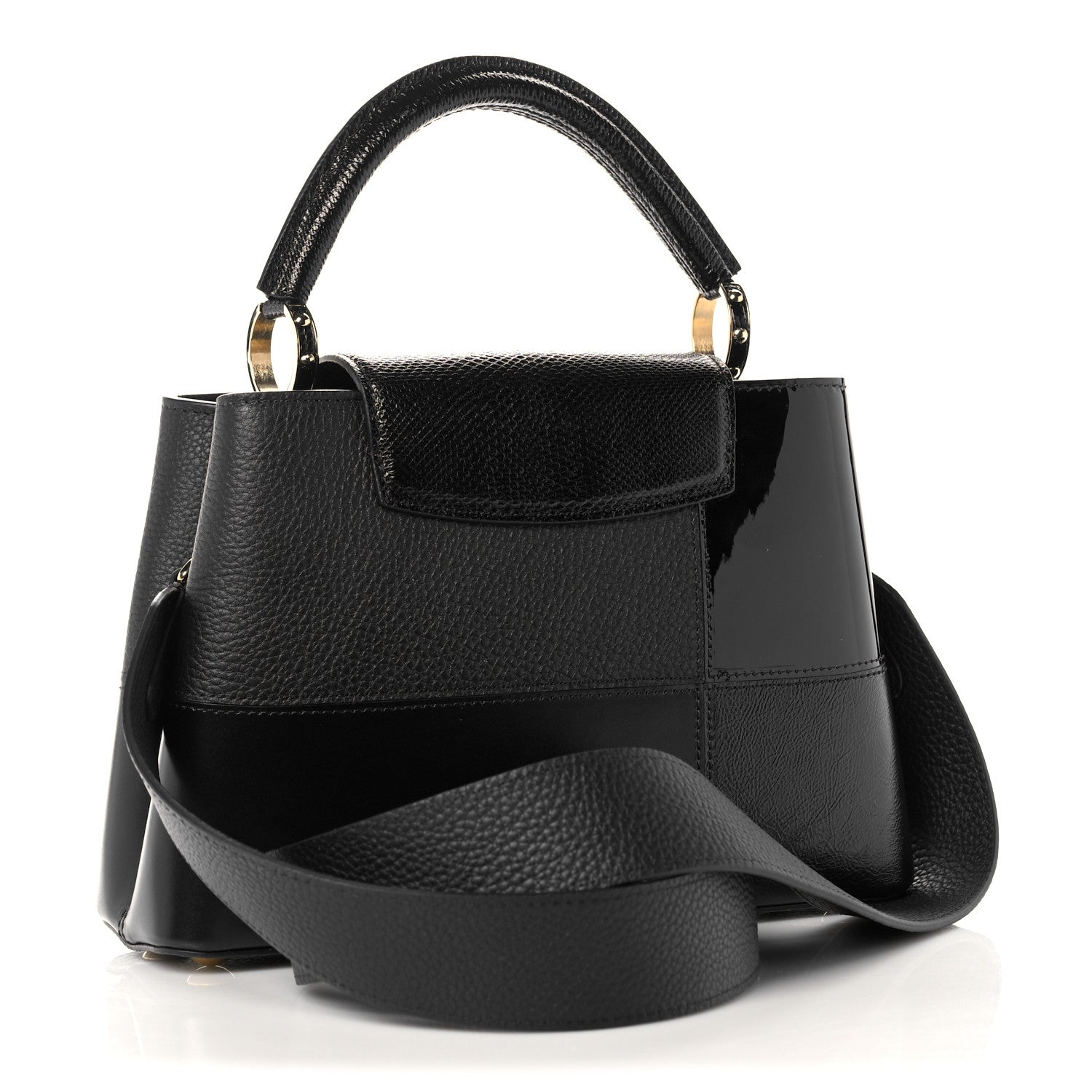 Louis Vuitton Taurillon Calfskin Karung Patchwork Capucines BB Black 3 of 9