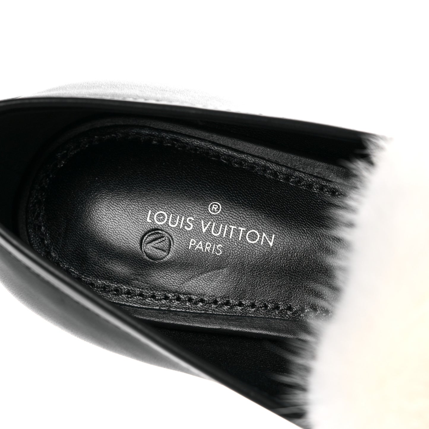 Calfskin Mink Upper Case Flat Loafer 37.5 Black
