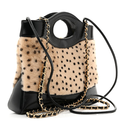 Chanel Shiny Lambskin Pony Hair Cheetah Printed Mini 31 Shopping Bag  Light Beige Black Light Beige Black 10 of 26