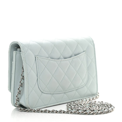 Chanel Caviar Quilted Wallet On Chain WOC Light Blue 3 of 12