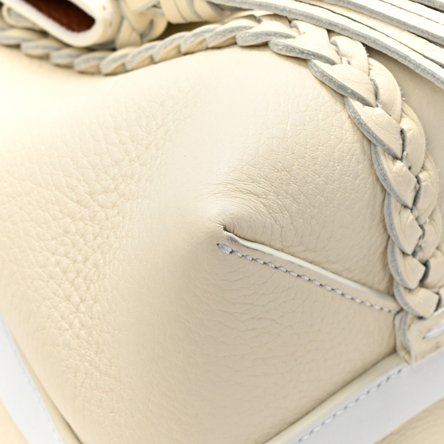Grained Calfskin Medium Penelope Shoulder Bag White