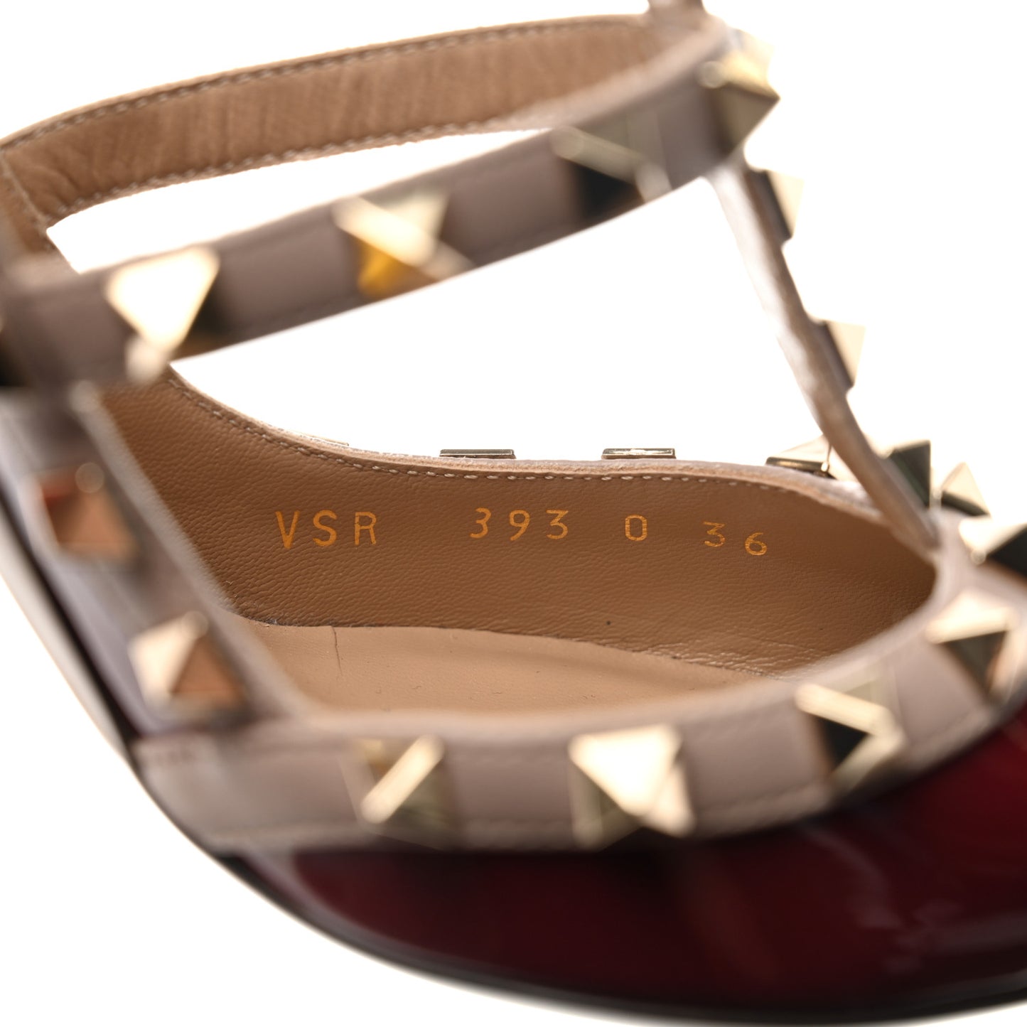 Patent Nappa Rockstud Ankle Strap 100mm Pumps 36 Rubin Poudre