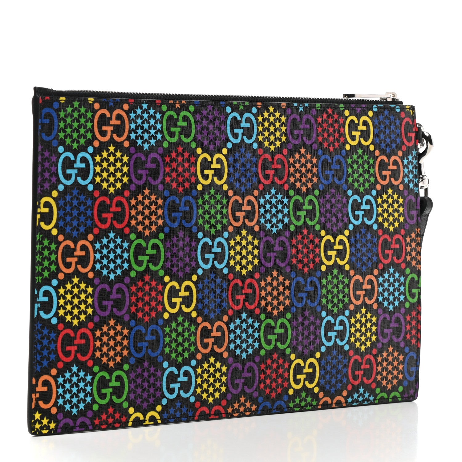 Gucci GG Supreme Monogram Psychedelic Zip Wristlet Pouch Black Multicolor 3 of 8
