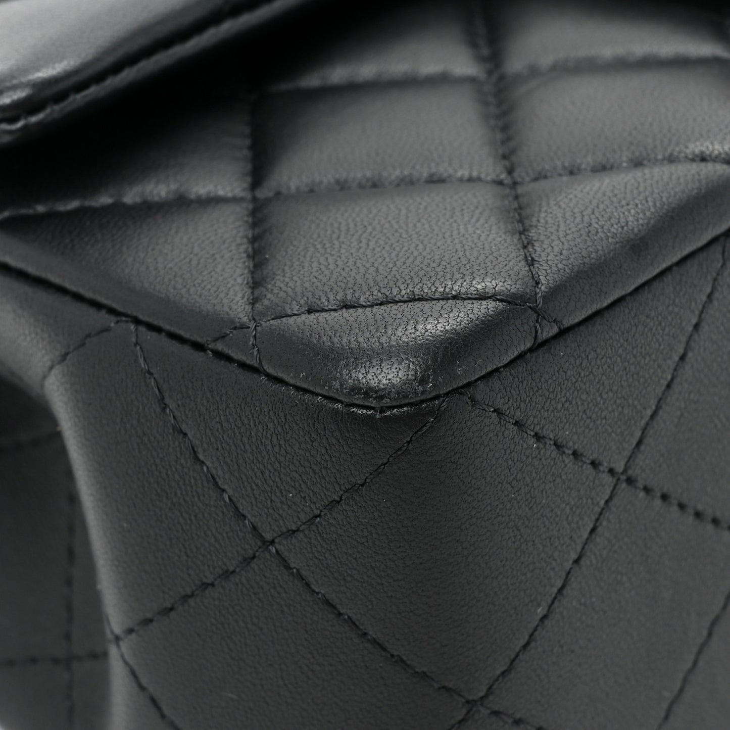 Lambskin Quilted Mini Top Handle Rectangular Flap Black