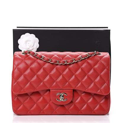 Chanel Caviar Quilted Jumbo Double Flap Red 11 of 11