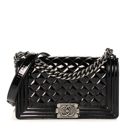 Chanel Patent Calfskin Quilted Medium Boy Flap Black 1 of 10