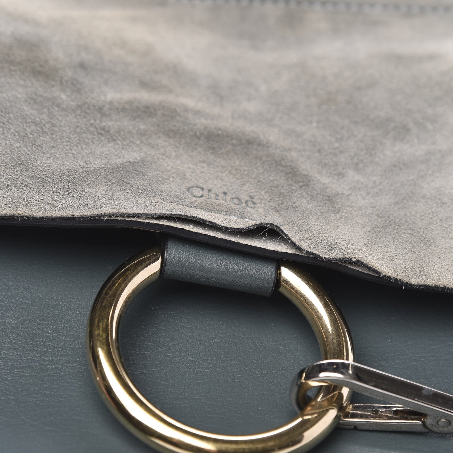 Chloe Suede Calfskin Medium Faye Shoulder Bag Cloudy Blue 15 of 16