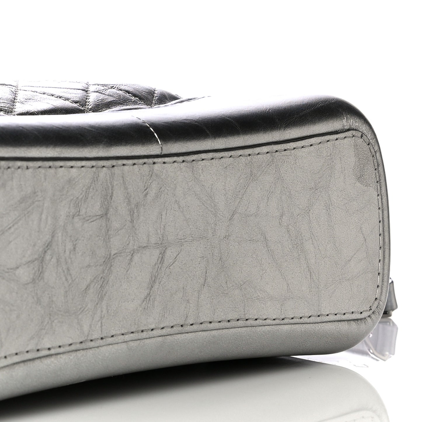 Metallic Lambskin Calfskin Quilted Medium Gabrielle Hobo Silver