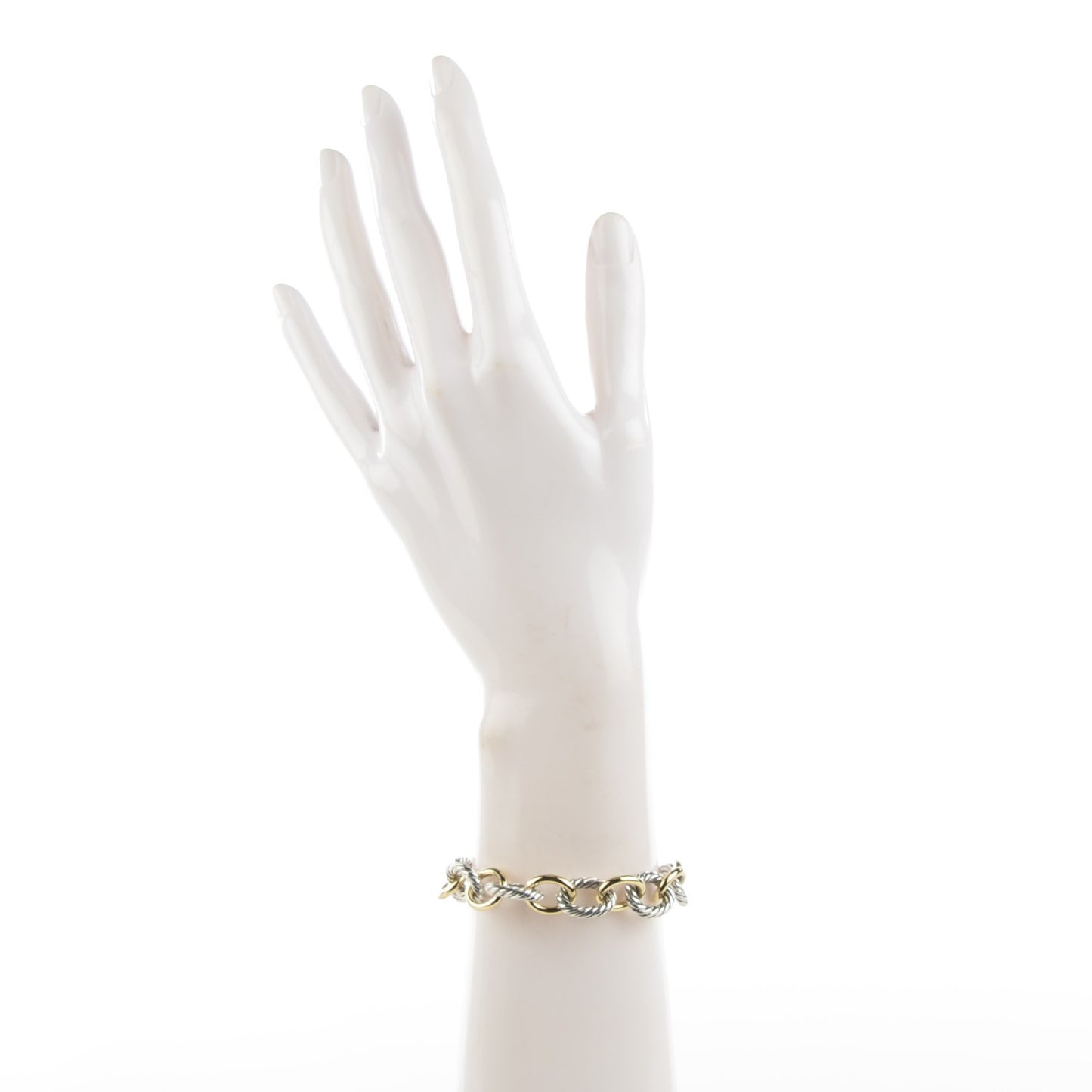 Sterling Silver 18K Yellow Gold 12mm Large Oval Link Bracelet