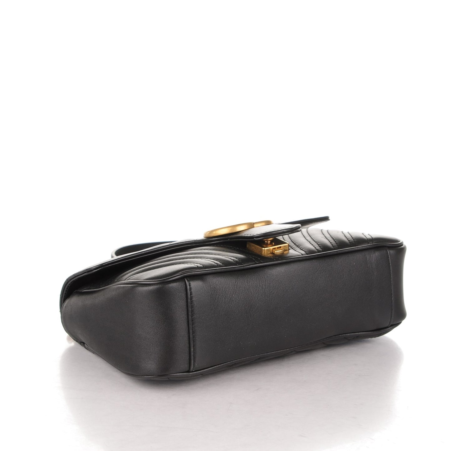 Calfskin Matelasse Small GG Marmont Shoulder Bag Black