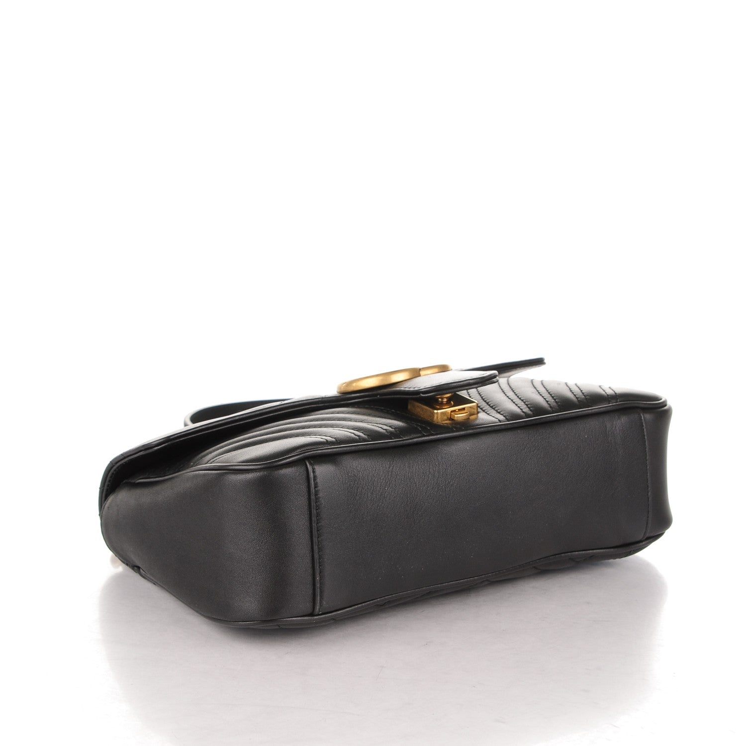 Gucci Calfskin Matelasse Small GG Marmont Shoulder Bag Black 4 of 8