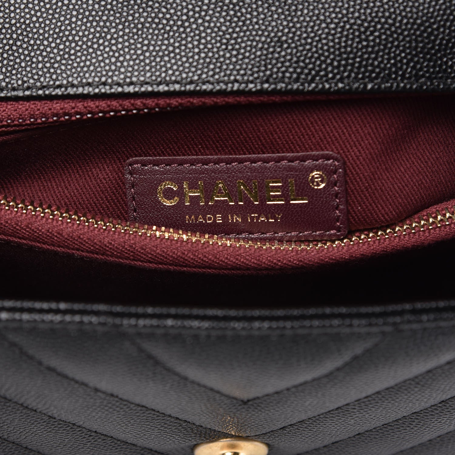Chanel Caviar Chevron Quilted Small Coco Handle Flap Black 6 of 8