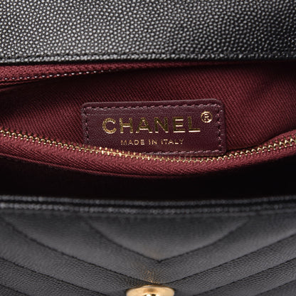 Chanel Caviar Chevron Quilted Small Coco Handle Flap Black 6 of 8