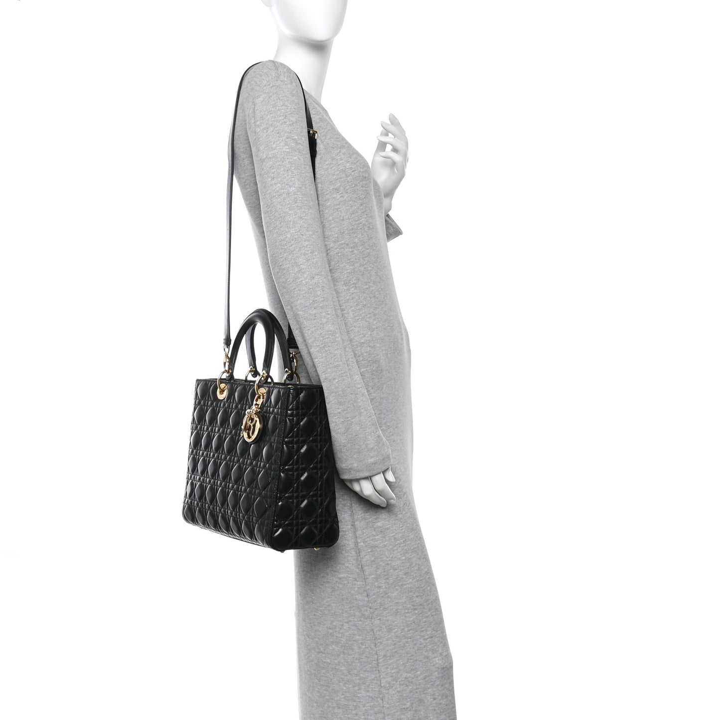 Lambskin Cannage Large Lady Dior Black