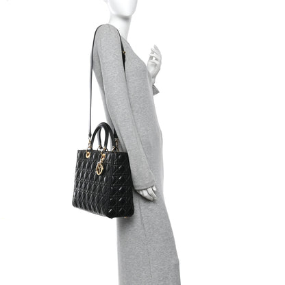 Christian Dior Lambskin Cannage Large Lady Dior Black 2 of 11