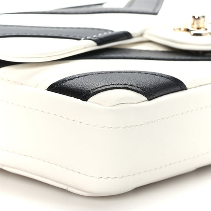 Chanel Lambskin Chevron Stitched Flap White Black 10 of 12