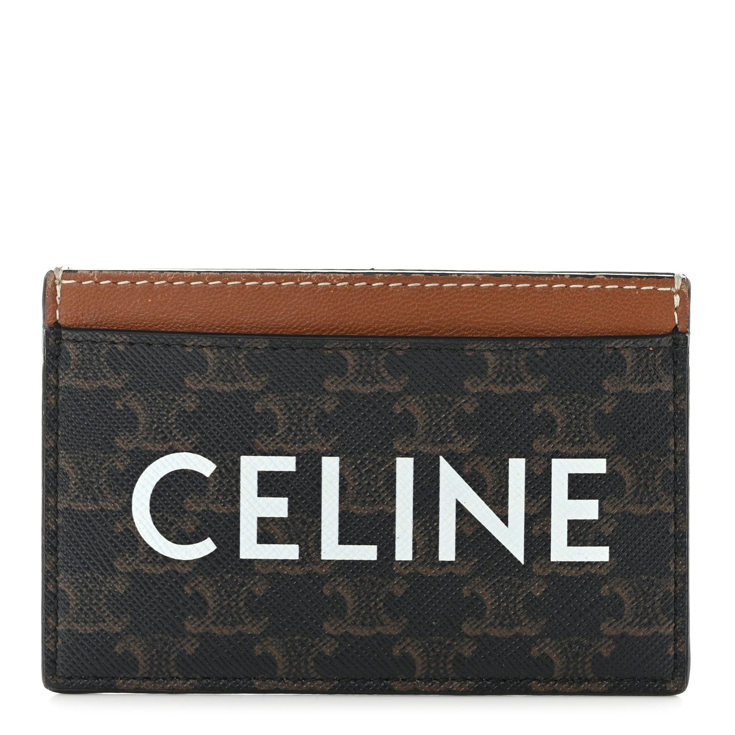 Celine Triomphe Canvas Card Holder Tan 1 of 11