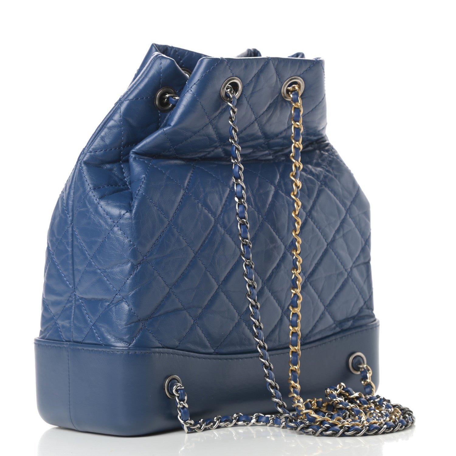 Chanel Aged Calfskin Quilted Gabrielle Backpack Blue 3 of 11