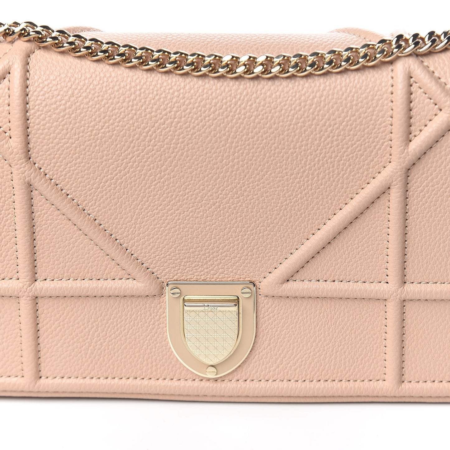 Grained Calfskin Diorama Wallet on Chain Pouch Nude