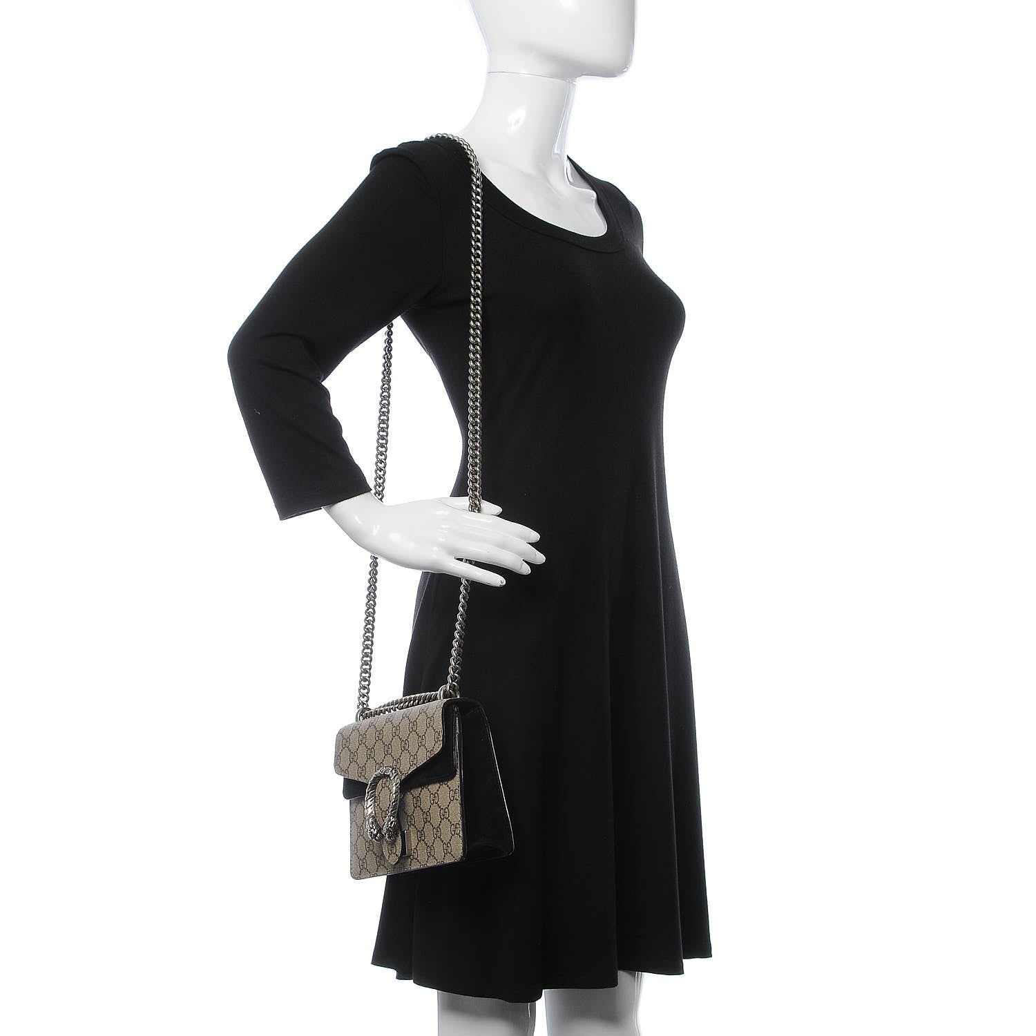 Gucci GG Supreme Monogram Mini Dionysus Shoulder Bag Black 2 of 8