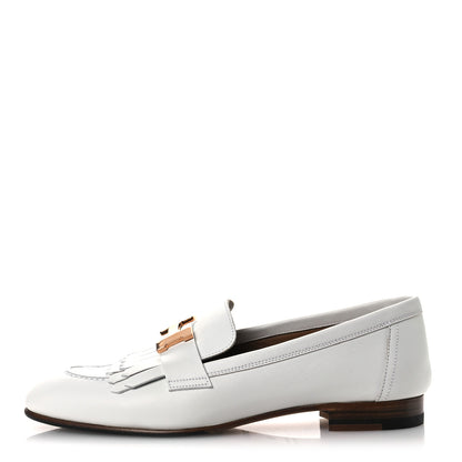Hermes Calfskin Womens Royal Loafers 36 White 1 of 24