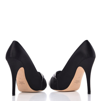 Valentino Garavani Satin Peep Toe Pumps 40 Black 6 of 15