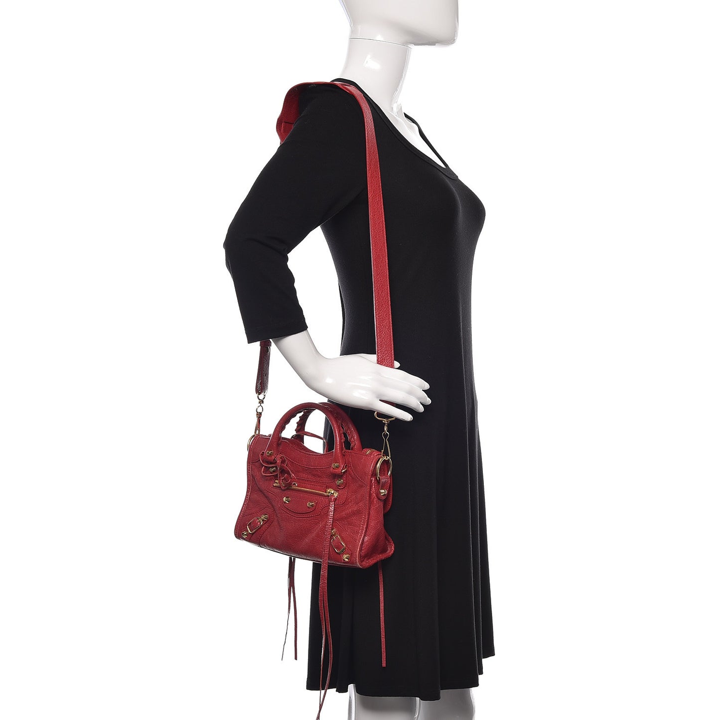 Agneau Classic Gold Hardware Mini City Rouge Sapphire