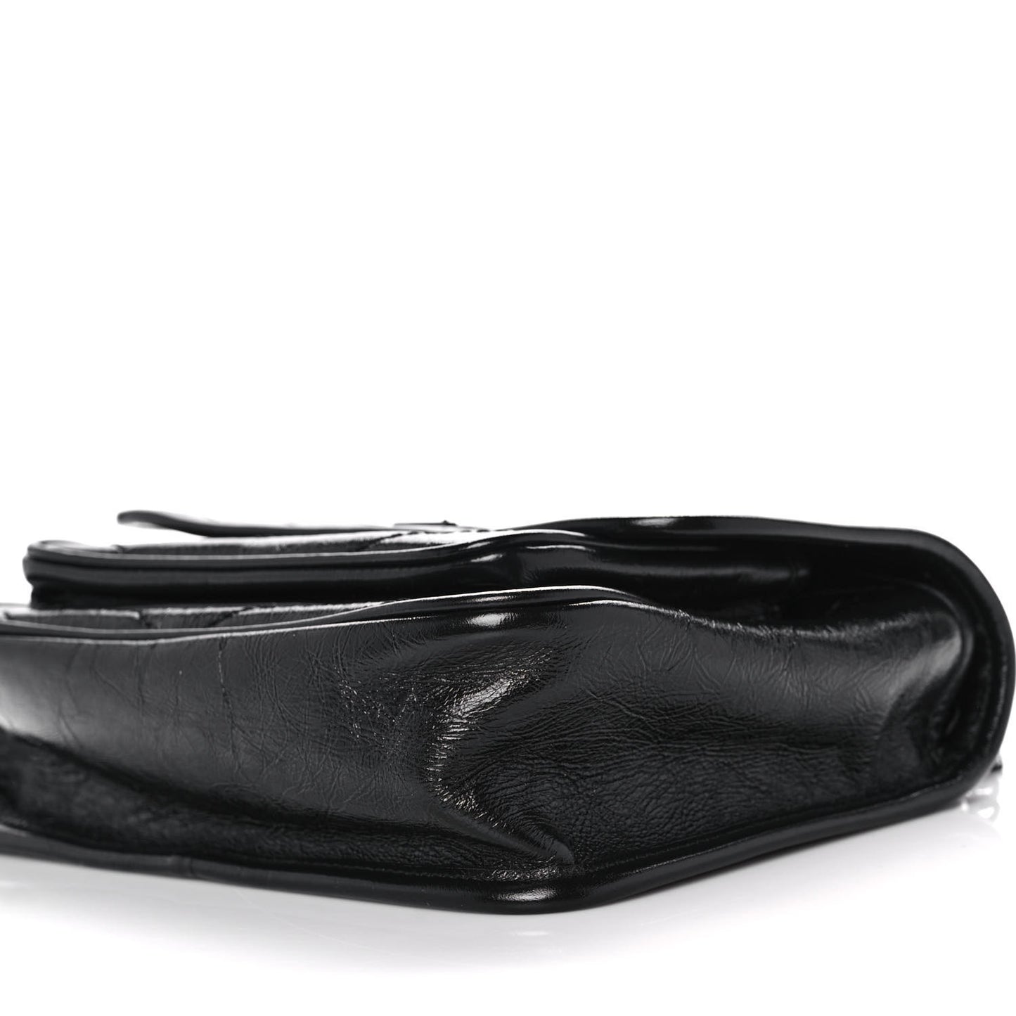 Crinkled Calfskin Matelasse Monogram Baby Niki Chain Satchel Black