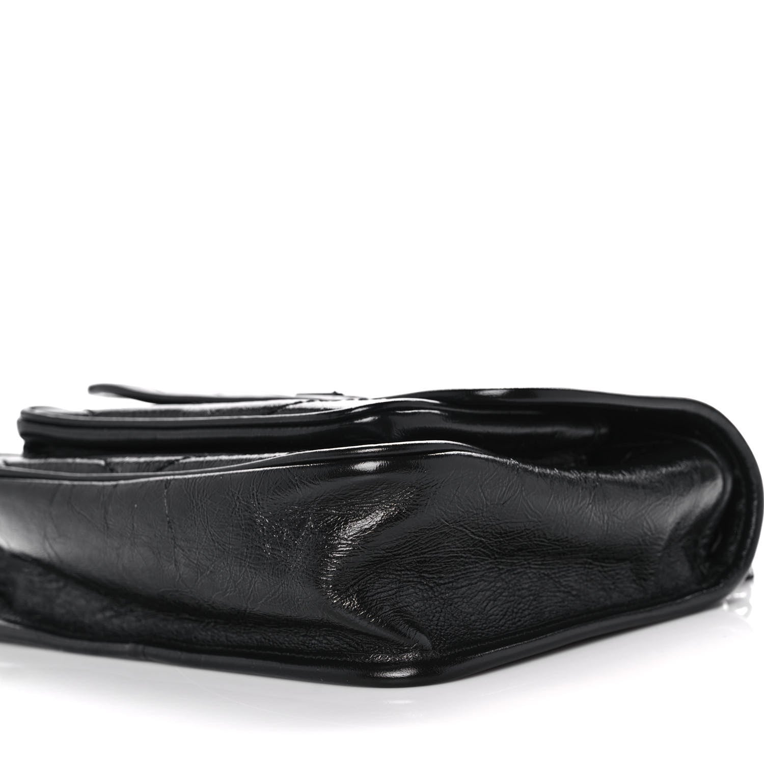 Saint Laurent Crinkled Calfskin Matelasse Monogram Baby Niki Chain Satchel Black 7 of 10