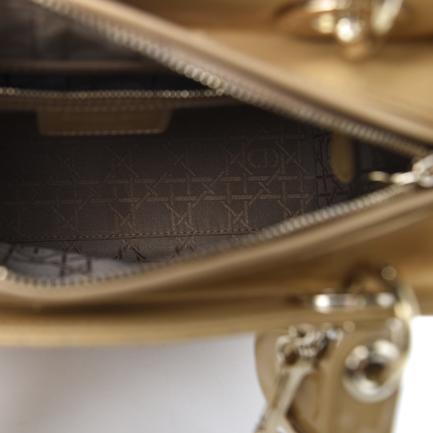 Patent Cannage Medium Lady Dior Beige