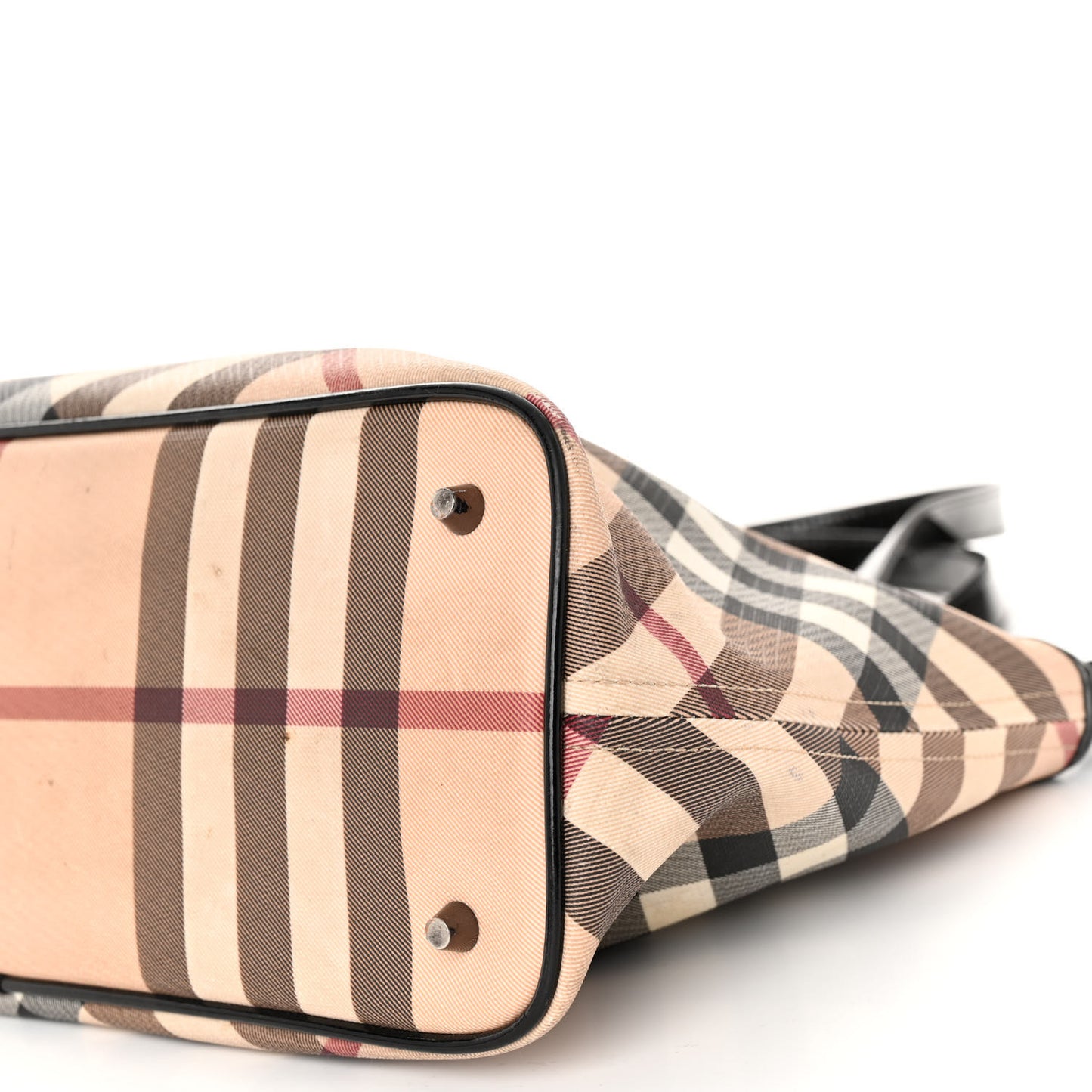 Patent Trim Nova Check Shopper Tote Black