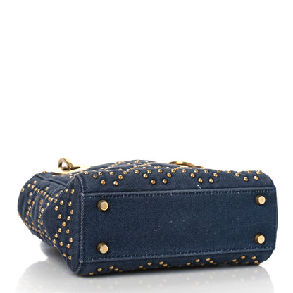 Christian Dior Denim Cannage Studded Mini Lady Dior Navy 4 of 9