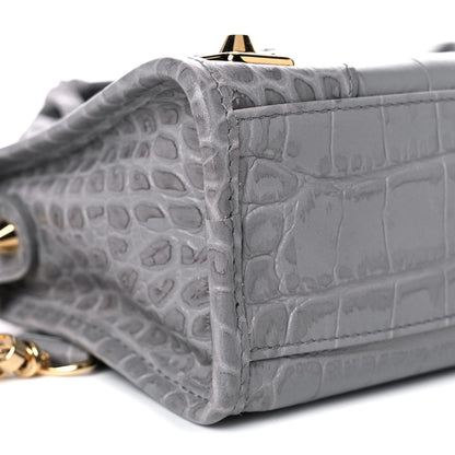 Balenciaga Calfskin Crocodile Embossed Gold Metallic Edge Hardware Mini City Haussmannien 8 of 12