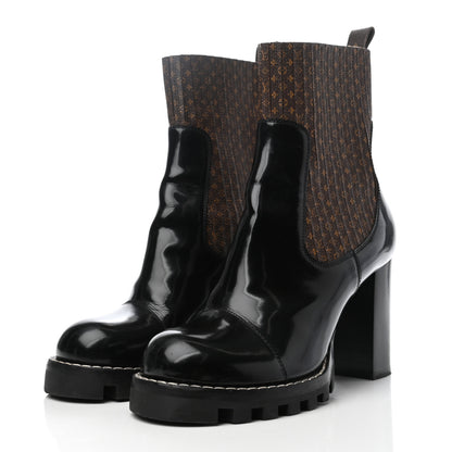 Louis Vuitton Patent Nano Monogram Ankle Star Trail Boots 40 Black 3 of 8