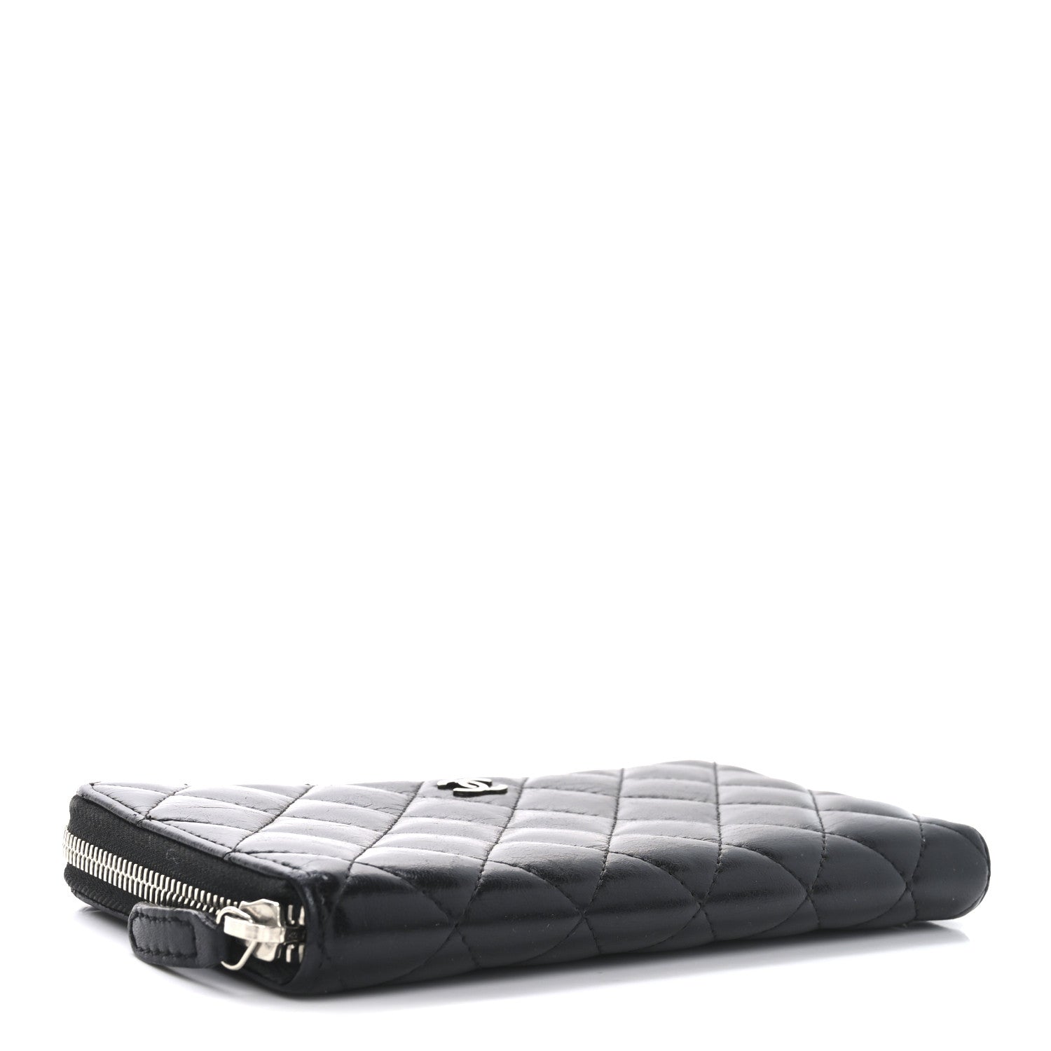 Chanel Lambskin Quilted Large Gusset Zip Around Wallet Black 4 of 8