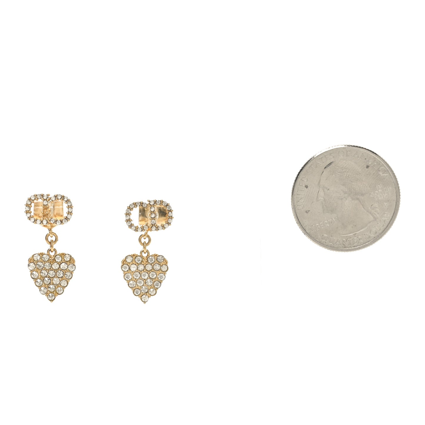 Crystal CD Heart Earrings Gold