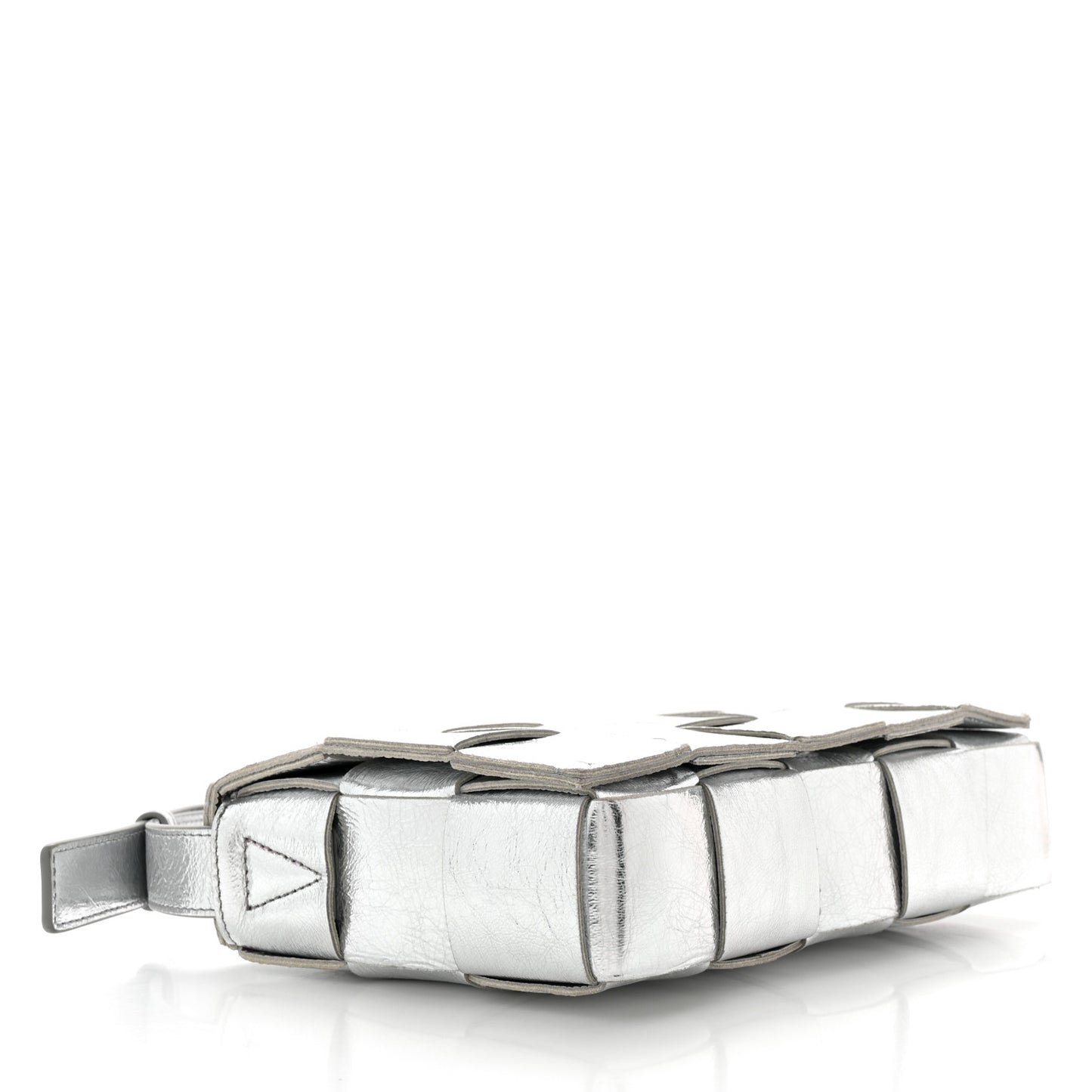 Metallic Lambskin Maxi Intrecciato Cassette Crossbody Bag Silver