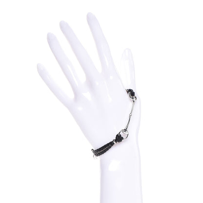 Gucci Sterling Silver Leather Horsebit Bracelet Black 2 of 5